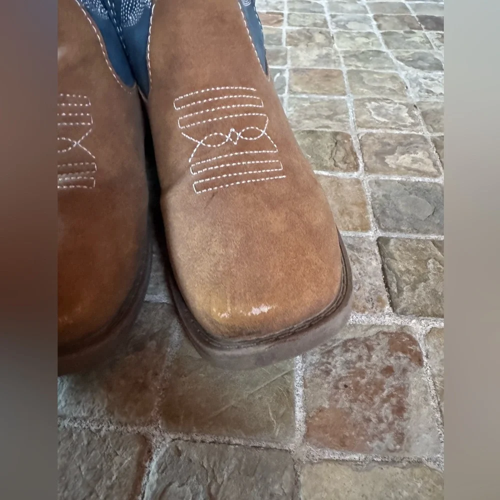 Kids Brown and Blue Western Boots
